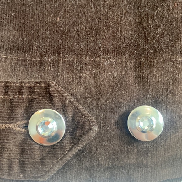 Quacker Factory Chocolate Brown and Bling Corduroy Zip Up Jacket - Picture 7 of 7